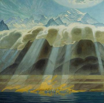 Sun Over The Southern Mountains (sol Over Sydens Bjerge) Artwork by Jans Ferdinand Willumsen