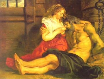 Roman Charity Artwork by Peter Paul Rubens
