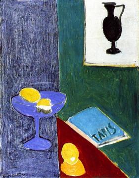 Still LIfe with Lemons Which Correspond in Form to a Drawing of a Black Vase on the Wall Artwork by Henri Matisse