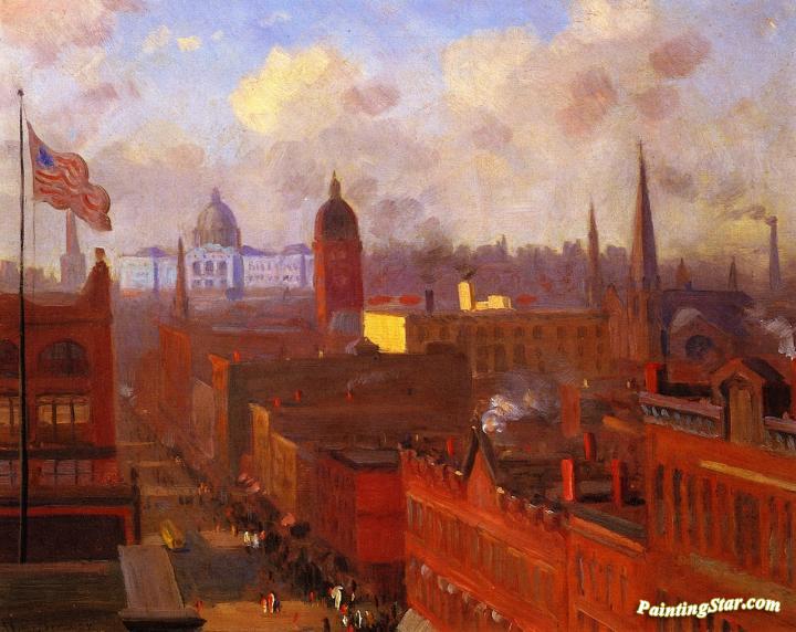 View of Saint Paul(also known as Wabasha Streetscape) Artwork by Nicholas Richard Brewer