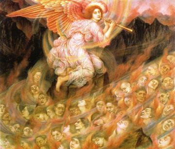 Angel Piping to the Souls in Hell Artwork by Evelyn de Morgan