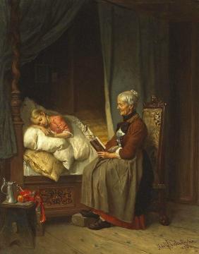 Grandmother's Bedtime Story Artwork by Adolf Eberle