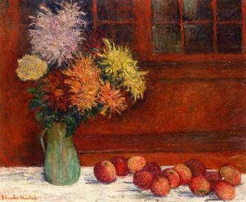 Still Life With Asters, Pitcher And Apples Artwork by Blanche Hoschedé-Monet
