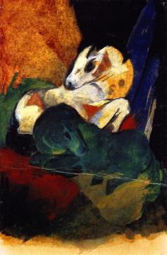Green and White Horse Artwork by Franz Marc