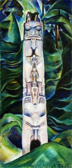Totem And Forest Artwork by Emily Carr