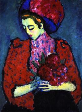 Young Woman with Peonies Artwork by Alexej Jawlensky