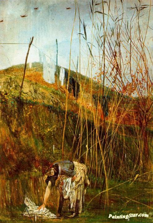 Contadina che raccoglie il bucato Artwork by Giovanni Boldini