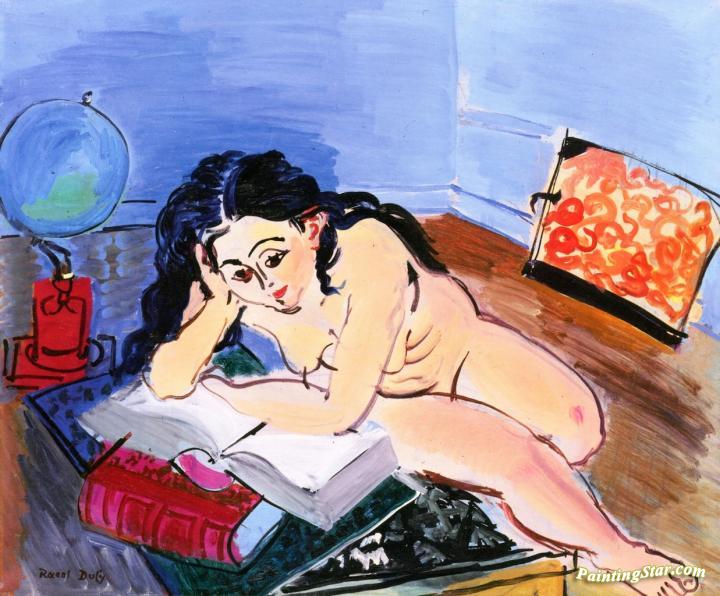 Nude with a World Map Artwork by Raoul Dufy