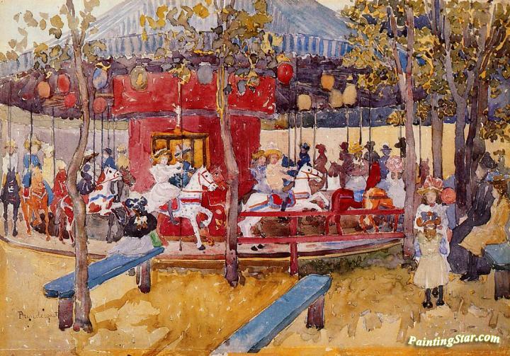 Merry-go-round, Nahant Artwork by Maurice Prendergast