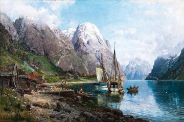 Harbor In The Sognefjord Artwork by Anders Monsen Askevold