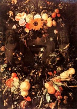 Fruits and flowers cartridge with wine glass Artwork by Jan Davidsz De Heem
