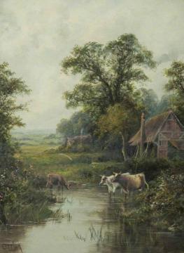 Landscape with Cows Artwork by Octavius T. Clark