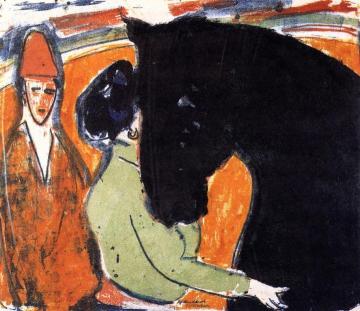 Rapphengst, Reiterin Und Clown Artwork by Ernst Ludwig Kirchner