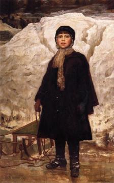 Winter, Portrait of a Child Artwork by Eastman Johnson