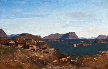Fishing village in Lofoten Artwork by Adelsteen Normann