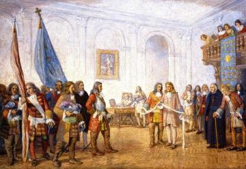 Frontenac Receiving Sir William Philip's Envoy Artwork by William Brymner