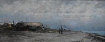 Beach With Boats, Lomma Artwork by Johan Krouthén