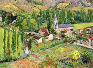 L'Eglise, l'ecole et le pont de Labastide-du-Vert Artwork by Henri Martin