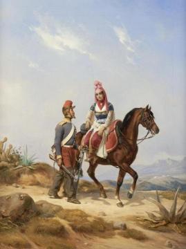 A Footsoldier and Maiden Riding Sidesaddle Artwork by Niels Simonsen