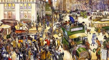 Christmas Shoppers, Madison Square Artwork by William James Glackens
