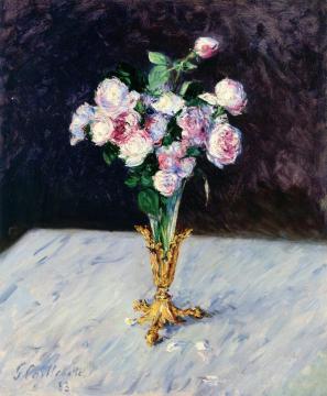 Bouquet of Roses in a Crystal Vase Artwork by Gustave Caillebotte