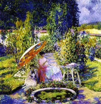 The Garden Umbrella Artwork by Frederick Carl Frieseke