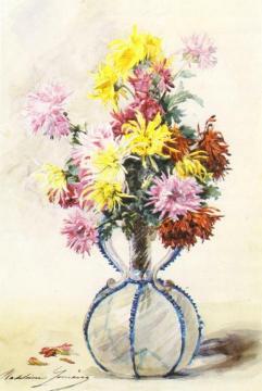 Vase of Chrysanthemums Artwork by Madeleine Jeanne Lemaire