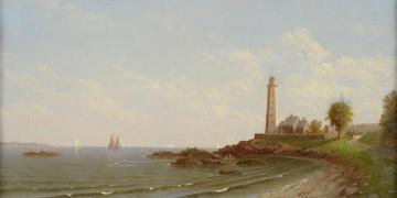 Lighthouse at the entrance of Thames River Artwork by Henry Suydam