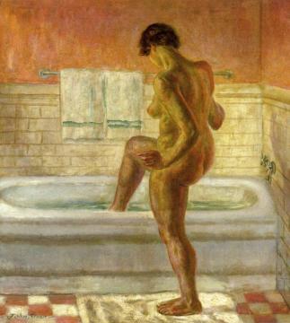 Nude, Stepping Into Tub Artwork by John Sloan