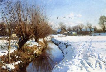 Winter In Brøndbyvester Artwork by Peder Mork Monsted