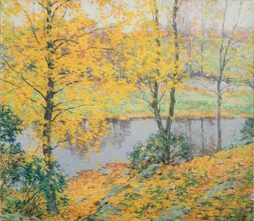 The Golden Screen Artwork by Willard Leroy Metcalf