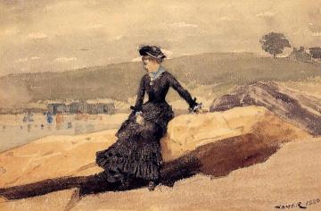 Girl on Beach Artwork by Winslow Homer
