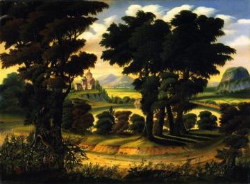 Landscape with Lake and Monastary Artwork by Thomas Chambers