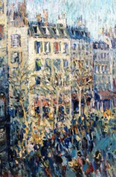 Busy Paris Street Artwork by Nicolas Tarkhoff