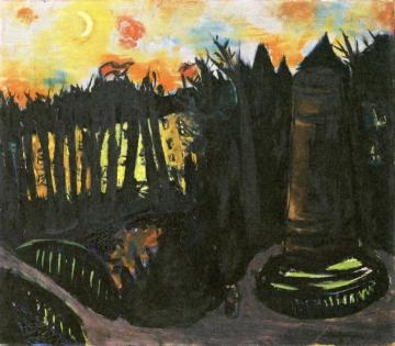Tiergarten by Night with Red Sky Artwork by Max Beckmann