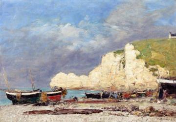 Etretat, the Falaise d'Amont Artwork by Eugène-Louis Boudin