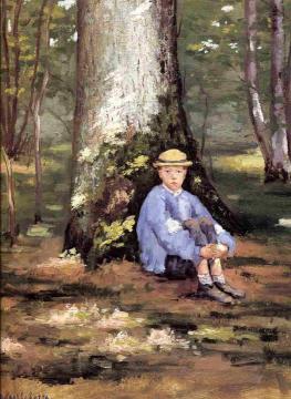 Yerres, Camille Daurelle under an Oak Tree Artwork by Gustave Caillebotte