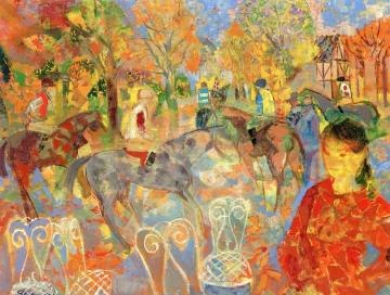 The Paddock With Horses Artwork by Emilio Grau Sala