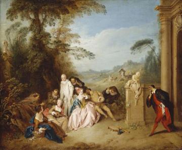 Fete Champetre with Italian Comedians Artwork by Jean Baptiste Pater