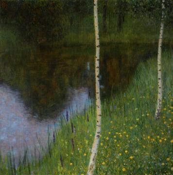 Lakeside With Birch Trees Artwork by Gustav Klimt