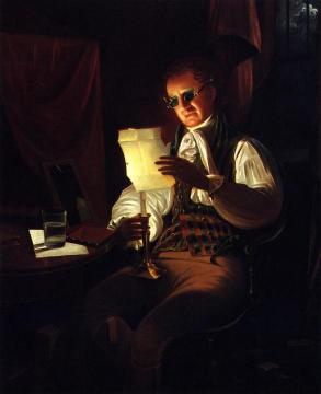 Man Reading By Candlelight Artwork by Rembrandt Peale
