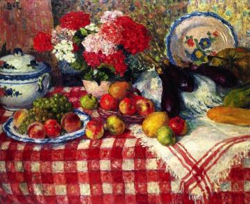Still Life With Fruit And Fowers Artwork by Georges D'espagnat