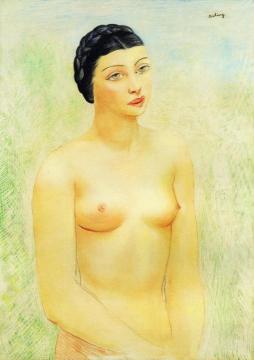 Nude with Braided Hair Artwork by Moise Kisling