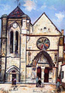 The Basilica of Longpont (Seine-et-Oise) Artwork by Maurice Utrillo