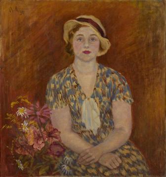 Portrait of Painter Nina Lekarenko Artwork by Vladimir Lebedev