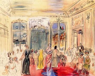 Salon Schiaparelli, Fashion Show, Place Vendome In Paris Artwork by Raoul Dufy