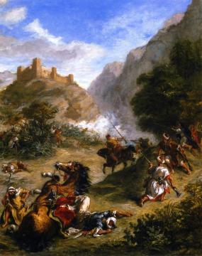 Arabs Skirmishing in the Mountains Artwork by Eugène Delacroix