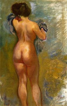 Standing Nude from the Rear Artwork by George Grosz