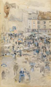 Variations In Violet And Grey - Market Place, Dieppe Artwork by James Abbott McNeill Whistler