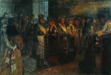 Church Wedding Artwork by Nikolai Petrovich Bogdanov-belsky